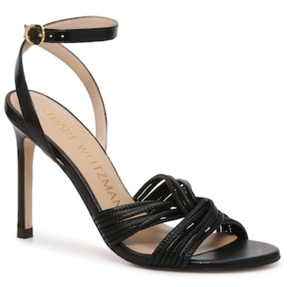 NWOB Stuart Weitzman Black Twist Sleek Leather Heels - Sz 9.5